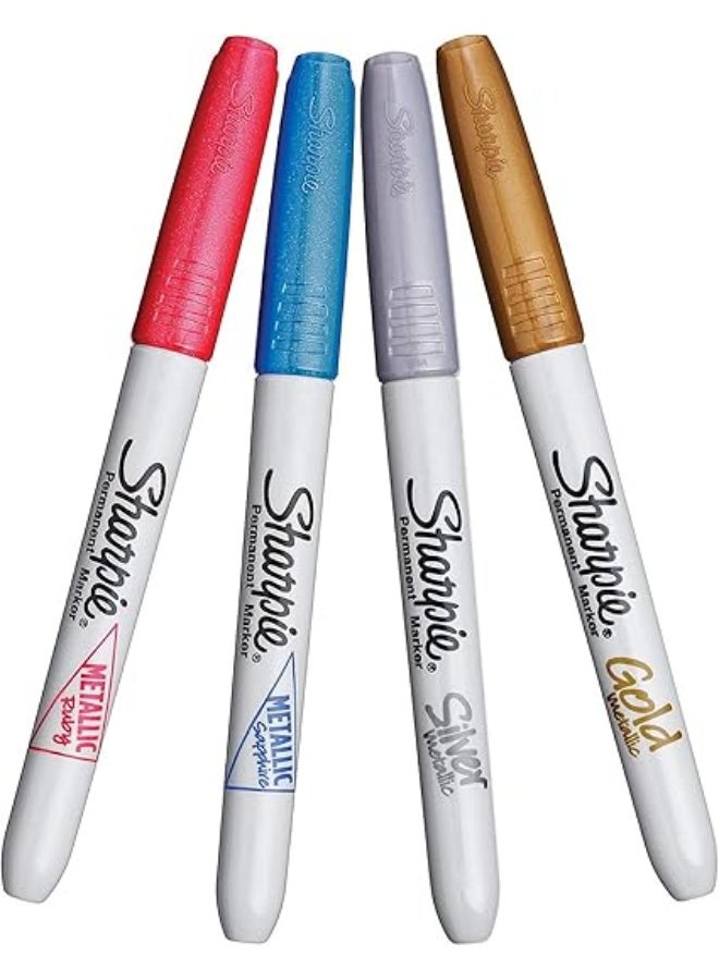 Sharpie Metallic Permanent Markers | Fine Point | Assorted Colours | 4 Count - Image 5
